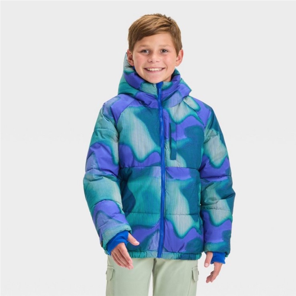 NWT Boys' Abstract Puffer Jacket - All In Motion™ Blue XXL